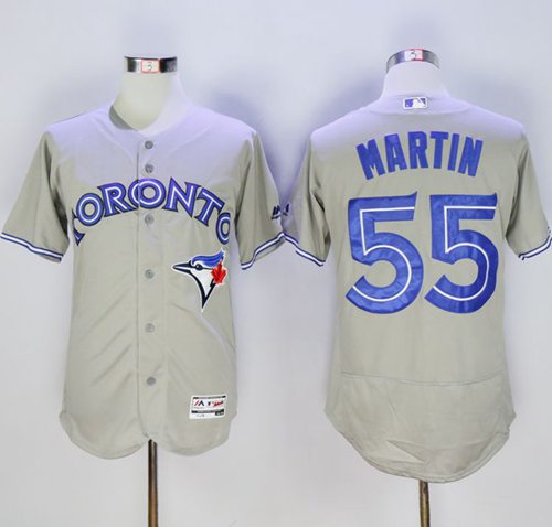 Blue Jays #55 Russell Martin Grey Flexbase Authentic Collection Stitched MLB Jersey - Click Image to Close